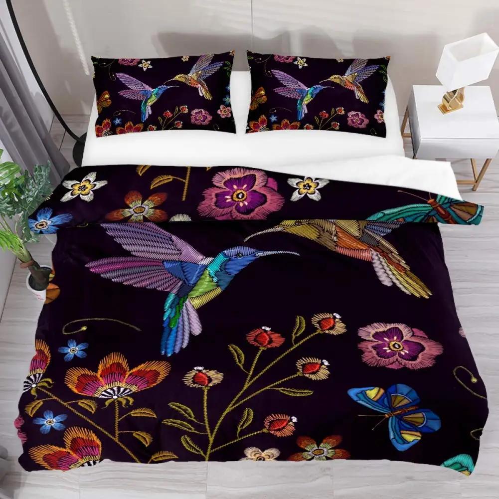 

Пододеяльник «Колибри» с вихревыми листьями и цветами, тема прихода весны, декоративное постельное белье, бледно-слоновая кость, декор комнаты для женщин 70x133cm 2pcs