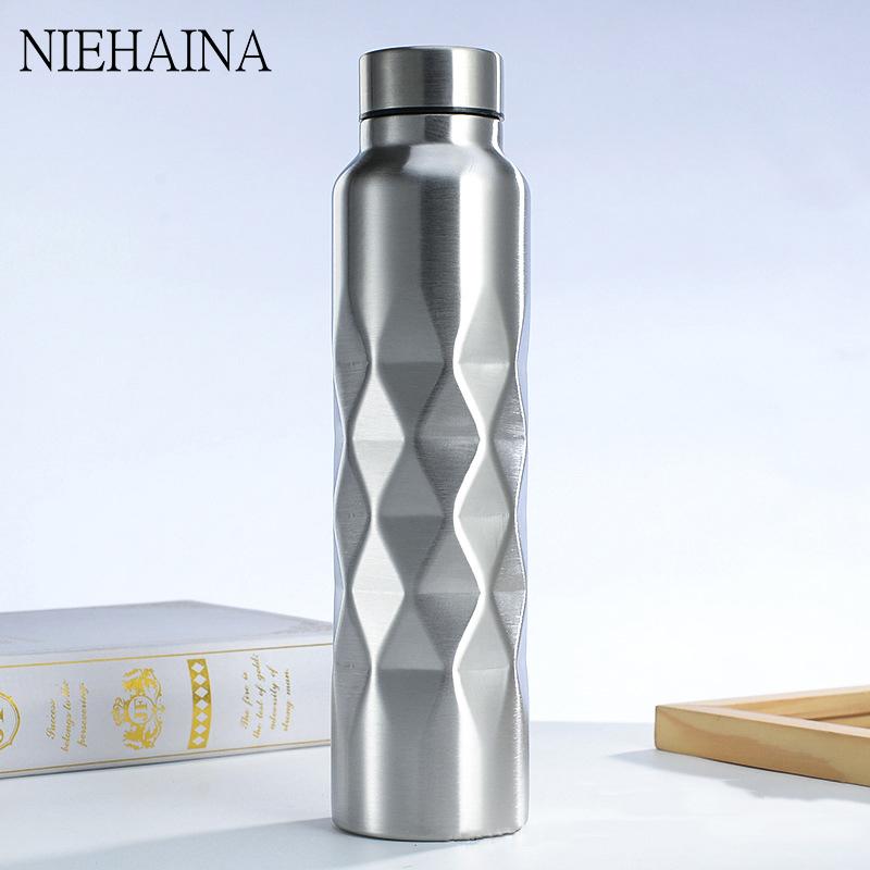 

1-литровая бутылка для воды Бутылка из нержавеющей стали Спортивная бутылка для воды Большая емкость Одностенный тренажерный зал Спорт Вода Кувшин Фитнес Чайник