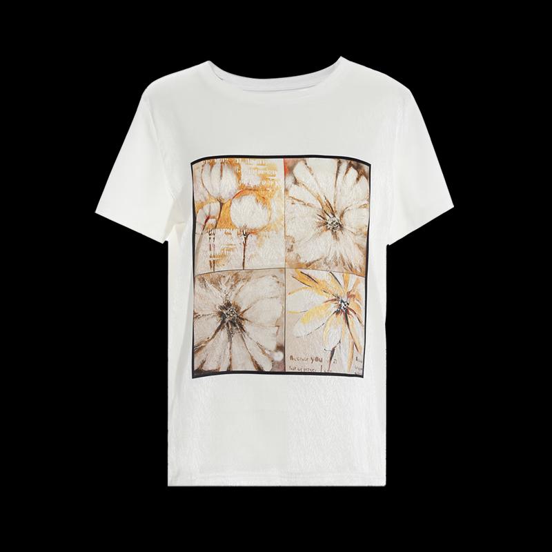 Tatu Women's Embossed Floral Print T-Shirt