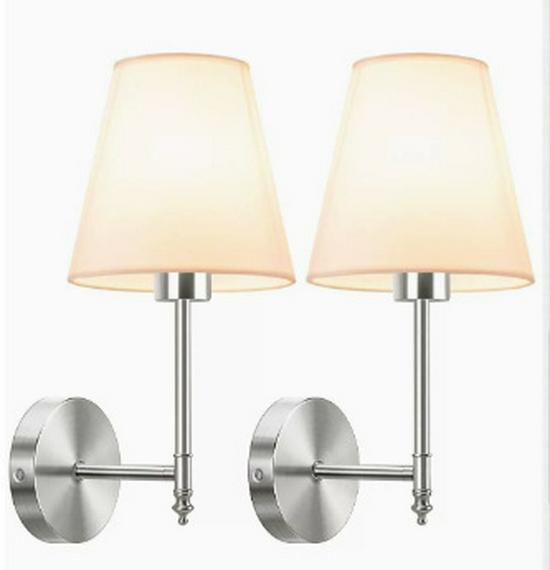 American-Style Wireless RGB Wall Lamp with Remote Control and Fabric Shade for Bedside, Living Room, or Stairwell