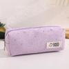 Star Dot Print Canvas Pencil Case Large Capacity Ins Aesthetic Portable Zipper Stationery Bag for Teen Girls Boys School Use
