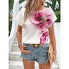 Sommer Rundhals 3D-Druck Blumenmuster Top Modische Lässige Kurzarm Damen T-Shirts