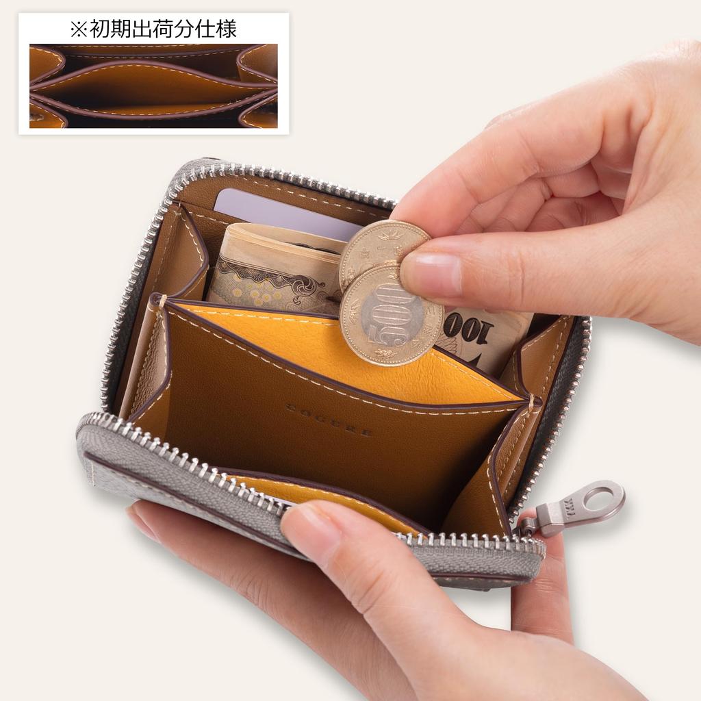 COGURE YKK Genuine Leather Compact Mini Wallet with Round Coin Card and Box Included for Men and Women Zipper, Purse, Slots, (COPZ-CP, Navy)