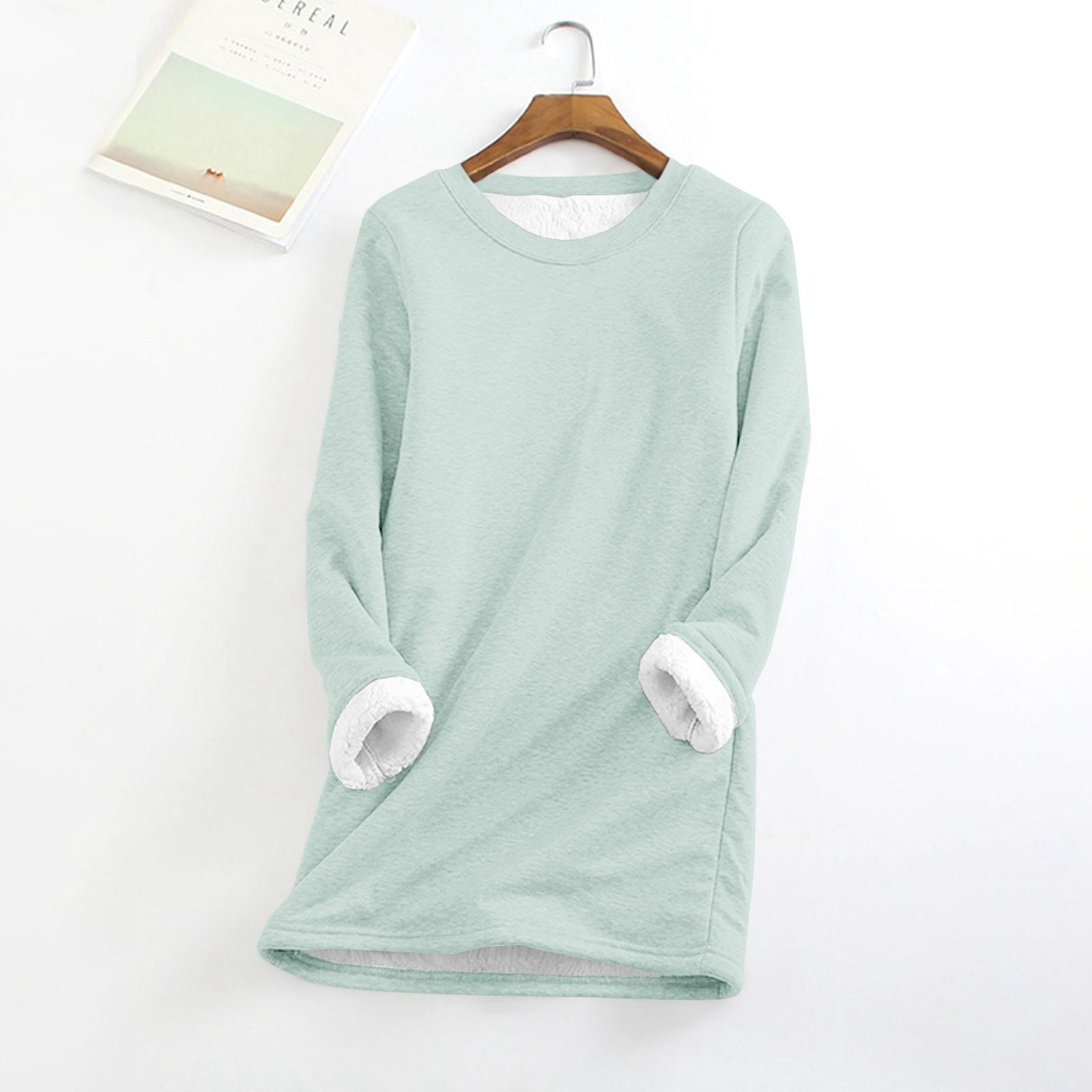 

Женский топ с круглым вырезом, однотонный утепленный плюшевый кашемировый теплый длинный топ S