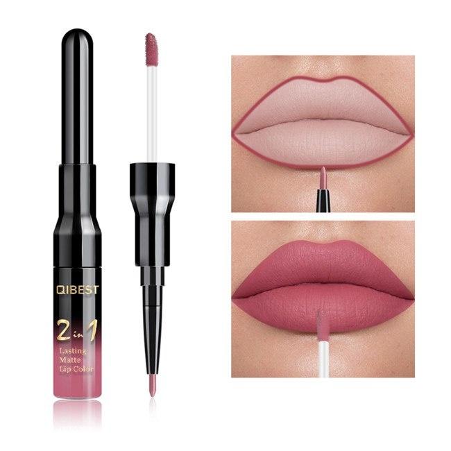 2 in 1 Liquid Lipstick & Lip Liner Waterproof Long-Lasting Red Liquid ...