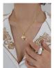 French Retro Titanium Steel 18K Gold-Plated Pendant Necklace with Imitation Pearl