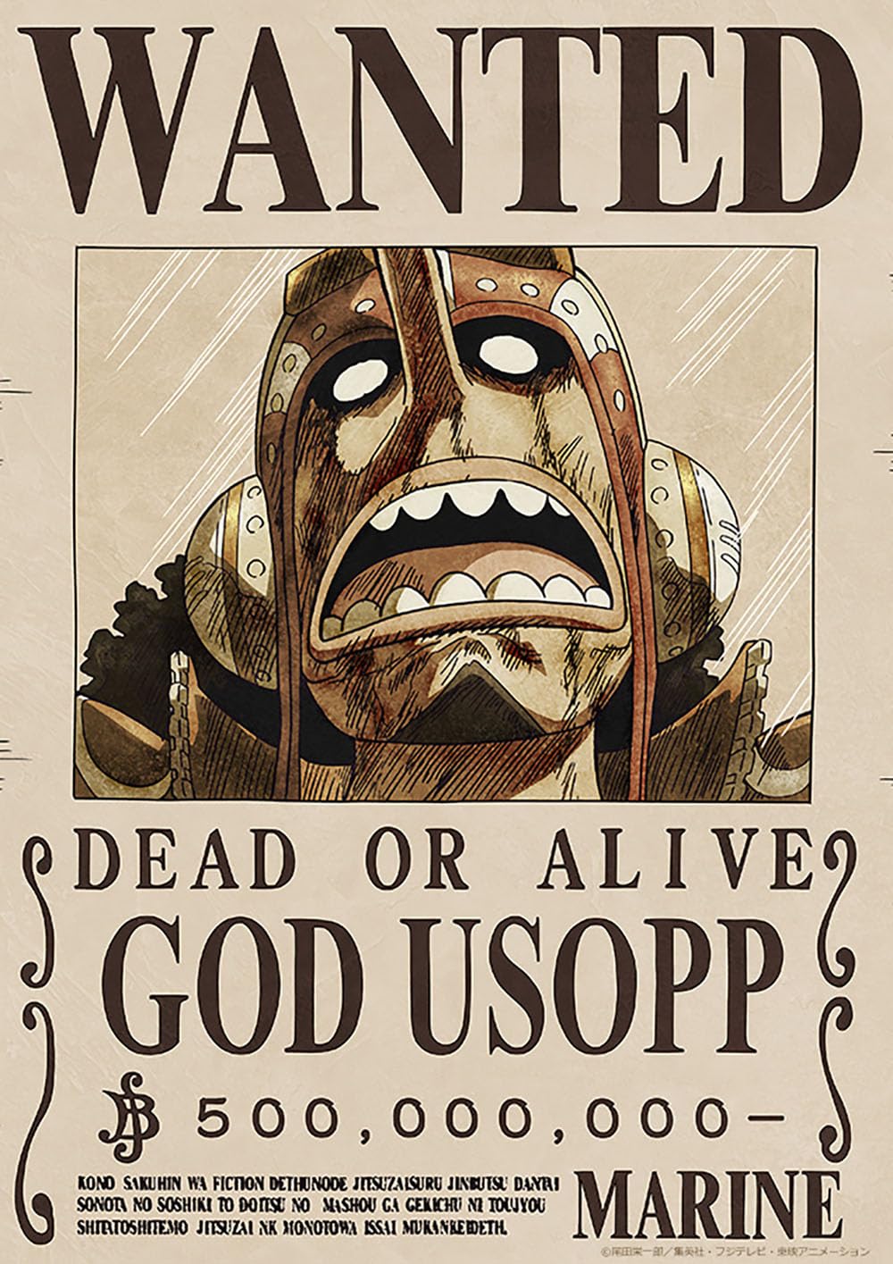 

ONE PIECE Official Wanted Poster Wall Sticker, Made in Japan, 42cm x 29.7cm (op-444: Usopp 500 Million)