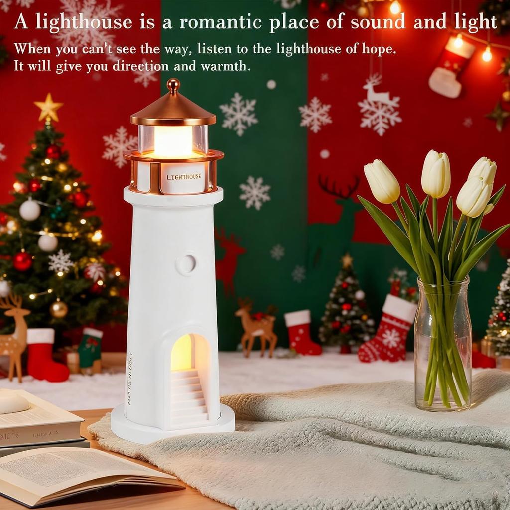 Lighthouse Lamp, Lighthouse Decoration,Lighthouses Night with Remote Control and Bluetooth, Rechargeable Moonlight Projection Lamp for Children's
