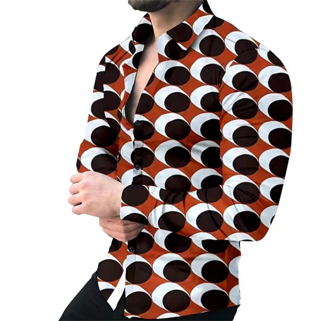 Trendy long-sleeve shirt with ornate striped design, elegant and stylish.