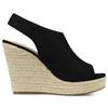 Sandales compensées Allegra K pour femmes avec bride arrière espadrilles à plateforme, Noir, Taille 27.0cm