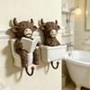 Cârlig pentru bovine Highland, Cârlig de perete impermeabil din rășină pentru baie, Cârlig decorativ de depozitare pentru casă, pentru prosoape, chei, haine mici