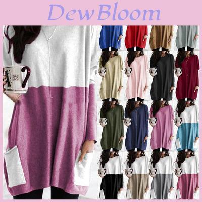 Elegant Women's Jumper Mini Dress Blouse In Vibrant Colors With Two Pockets