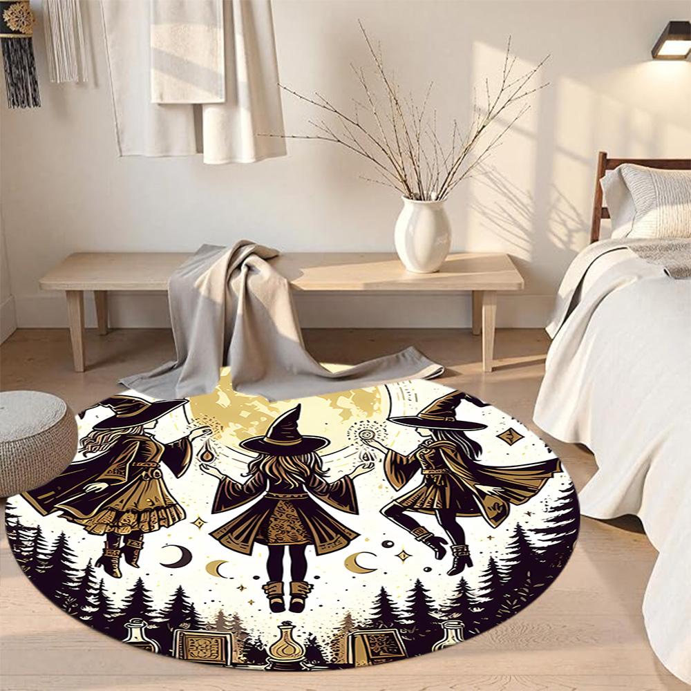 Witch Round Office Rug Perfect for Dining Room Study Room Kitchen Game Room Antislip Round Carpet Anime Office Decor Perfect Gift for Women Men