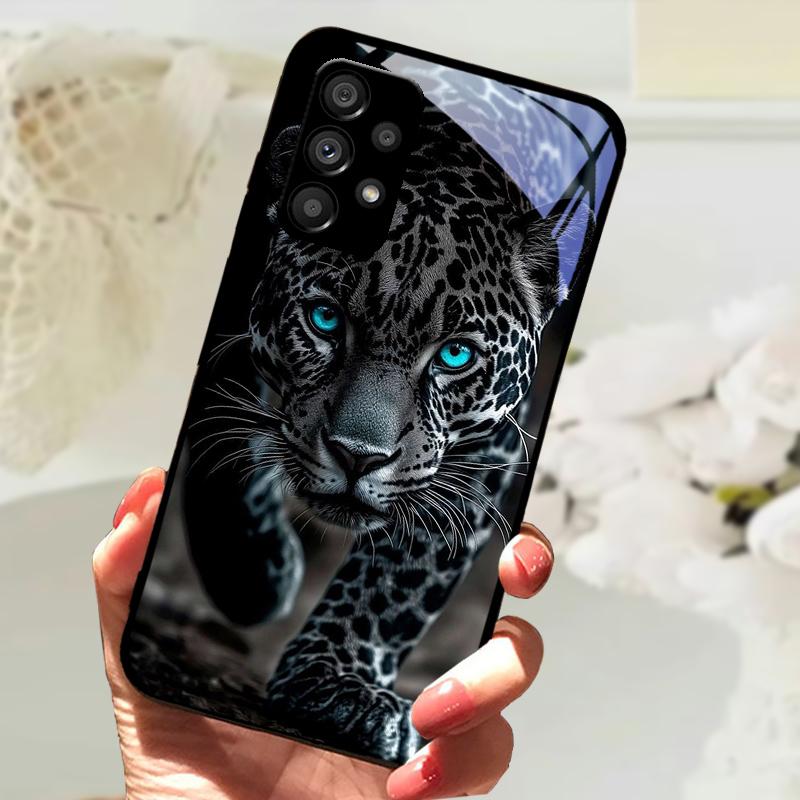 Glass Case For Samsung A13 A23 4G 5G Cartoon Tempered Glass Phone Cover For Galaxy A33 A53 A73 5G Hard PC Glass Protector Cases