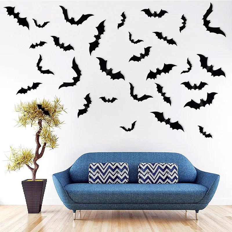 Kinderzimmer Wandaufkleber Halloween Atmosphäre Dekoration 3D Schwarze PVC Fledermaus DIY Fledermaus Wandaufkleber Heimtapete