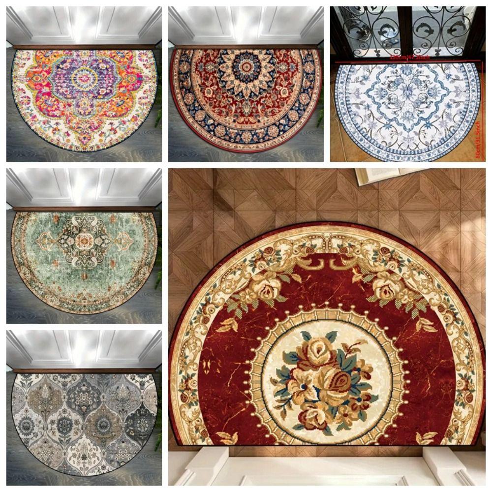 Boho Half Round Doormat Floral Pattern Floor Mat High Quality Welcome Rugs  Indoor Outdoor