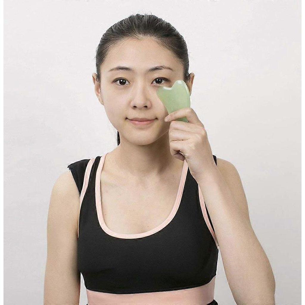 Jade Stein Gua Sha Brett für Gesicht und Körper, Natürliches Jade Gesichtsmassagegerät, Lymphdrainage, Linderung von Muskelverspannungen, Schönheits-Schabwerkzeug