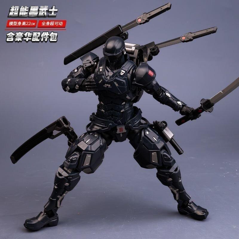 In Stock 22Cm Super Black Warrior Sc001 Snake Eyes Action Figure 1/10 Mecha Ninja Articulated Figure Finished Model Collect Toy