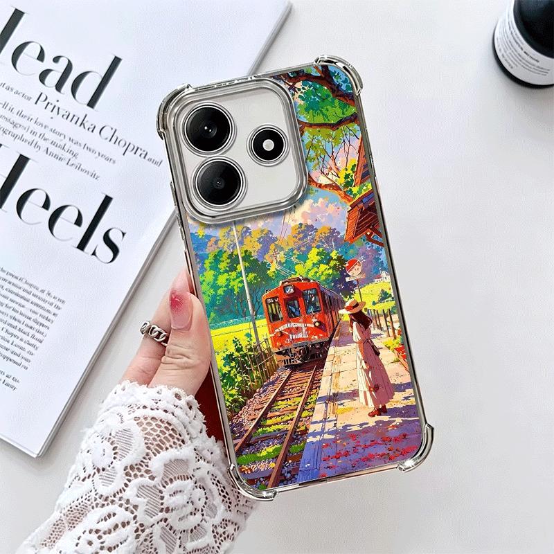 

Ретро Японский Сакура Поезд Мягкий Чехол Для Телефона Для Xiaomi Redmi Note 14 15 Pro Plus 13 12 11S 11T 5G 10 9S 9 Покрытие Противоударный Fund Redmi Note 15 4G