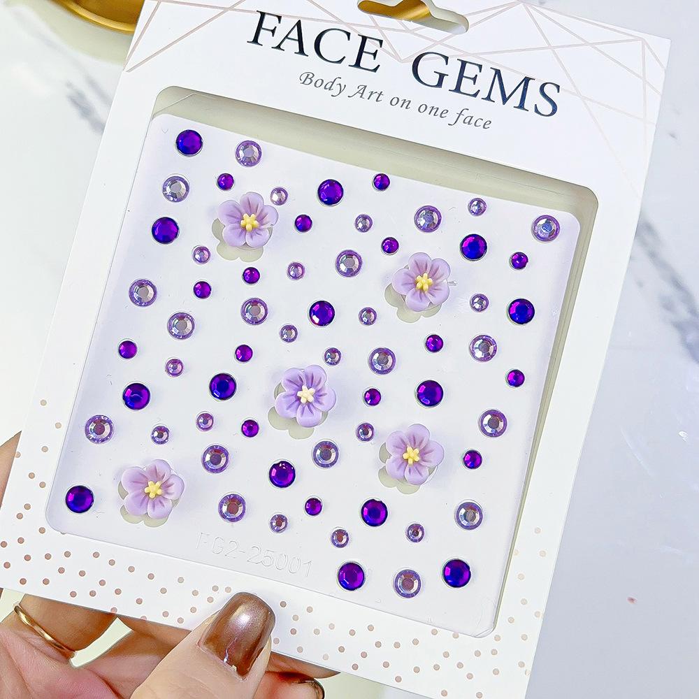 3D Rhinestone Face Gems Stickers, Flower Star Moon Shell Pearl, DIY Body Art for Party & Stage Makeup