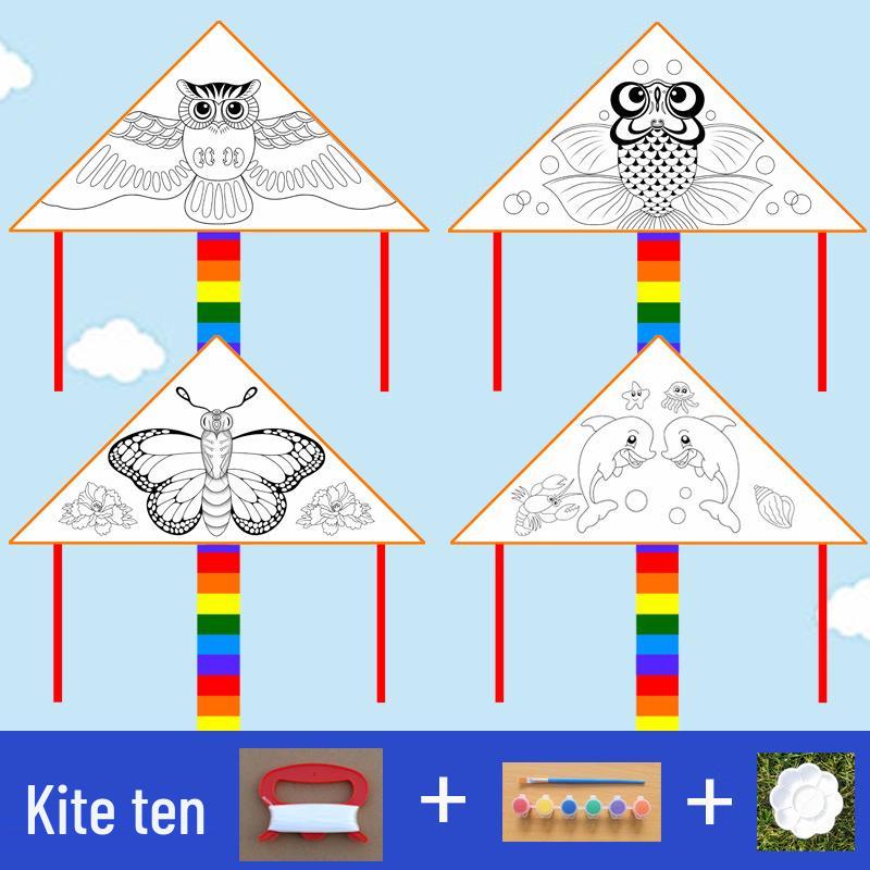 Children s DIY Paintable Kite Kit 6 Colors Paint, Brush, Palette Set