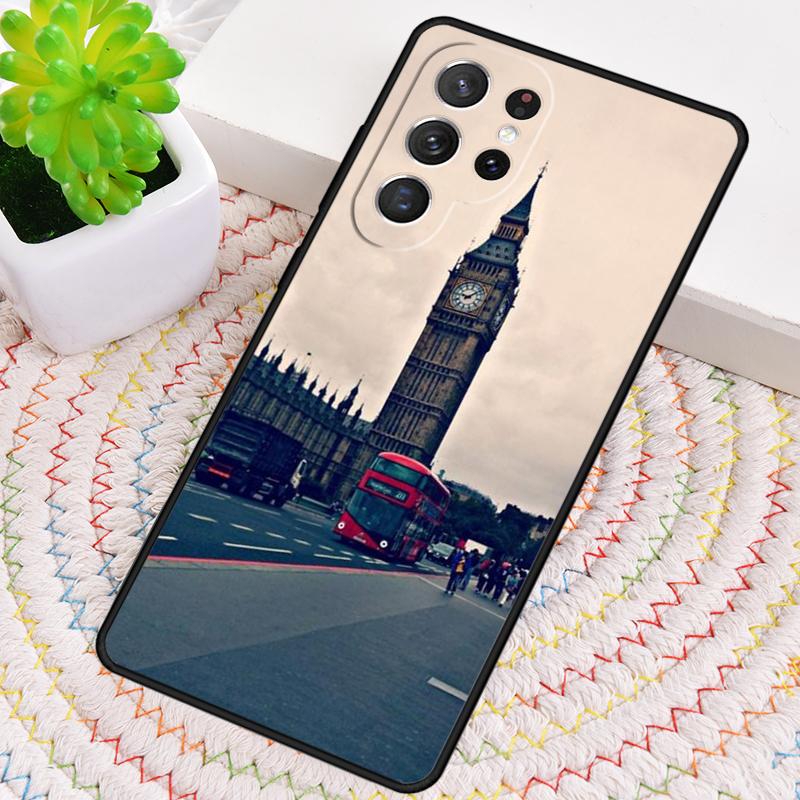 London Red Bus Big Ben print Silicone Phone Case For Samsung Galaxy note 10 pro S26 S25 S24 S23 S22 S21 Plus S25Ultra Capa Cover