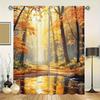 2pcs Autumn Forest River Print Curtains   100% Polyester   Semi-Transparent   Machine Washable   Modern Art Deco Style   Rod Pocket D