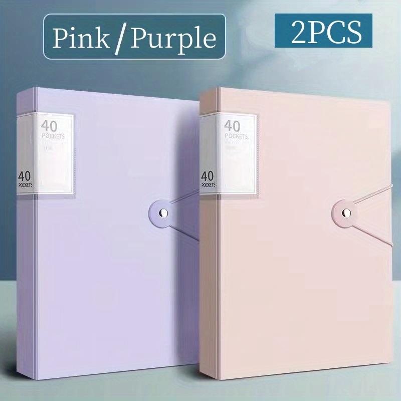 2pcs A4 File Folder with 60 Plastic Pockets Portable Organizer for Office School Home Visible Professional Document File Storage