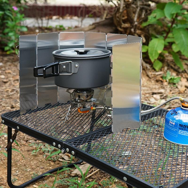 9 Plates Mini Gas Stove Wind Shield Outdoor Camping Picnic Cooking Burner Windproof Screen Aluminum Alloy Wind Screen