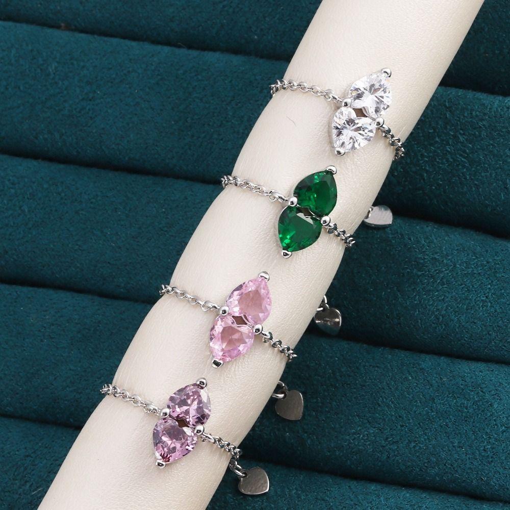 Exquisite Zirconia Chain Rings Minimalist Women Link Chain Ring Adjustable Chain Ring Wedding