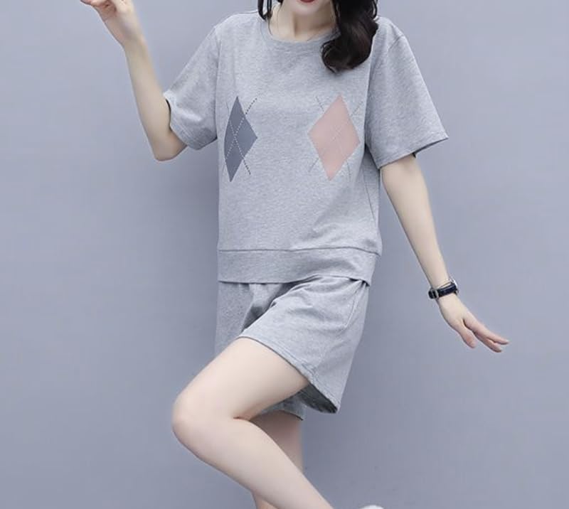 Loungewear Sweatsuit Jersey Top and Bottom Available in 4 Top and Diamond Short Cool and SC264 GR S [Scion & Co] [Scion] Set, Casual, Hooded, Two-Tone