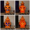 LED Glowing Pumpkin Lantern Double-Sided Button Cell Battery-Powered Halloween Light Portable Plastic Pumpkin Decor Desktop
