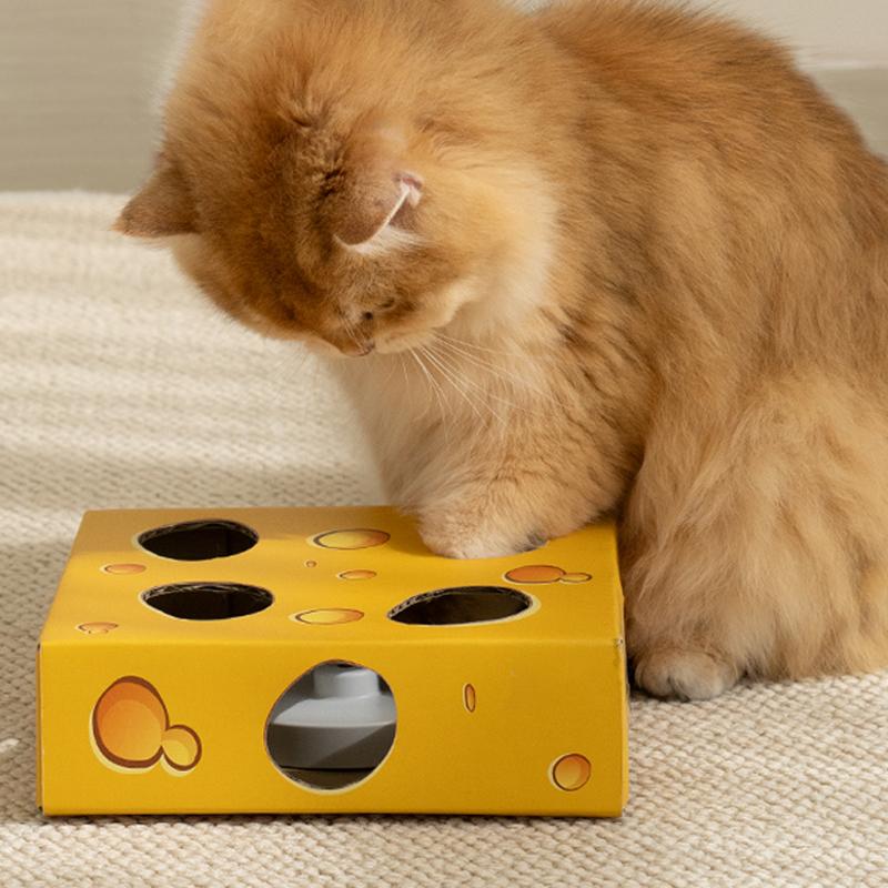 Interactive Cat Toys Smart Cat Chasing Toys Automatic Cat Teasing Stick Toy Funny Pet Cheese Box for Kitten Cat Accessories