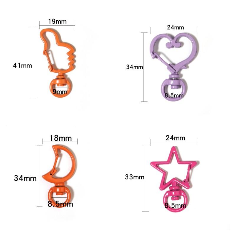 10 PCS/Lot Alloy Lobster Clasp Color of The Lacquer That Bake the Moon Heart Five-pointed Star Shape Diy Manual Connector Ring