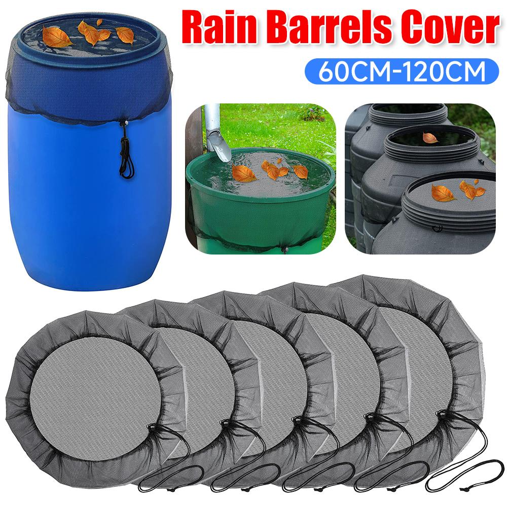60-120CM Rain Barrel Cover Outdoor Water Tank Mesh Cover Netting for Rain Barrels Water Collection Buckets Cover Garden Supplies
