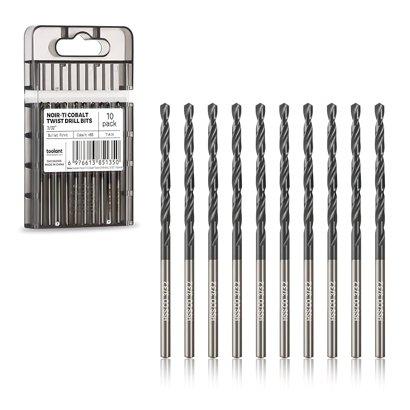 toolant Cobalt Drill Bit Set for Metal and Steel (Pro), Titanium Aluminum Nitride Coated (TiAlN) with Point Tip, for Hardened Metal, Stainless Steel,