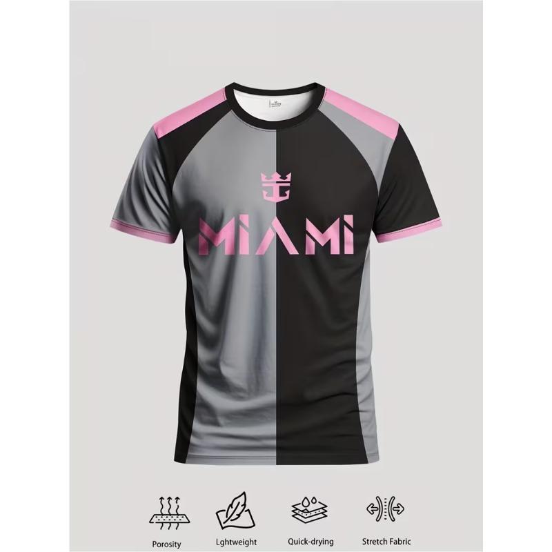 Nou Tricou de Fotbal de Var pentru Bărbați cu Imprimeu Digital 3D, Croială Largă, Respirabil, Uscare Rapidă, cu Mânecă Scurtă pentru Antrenament Sportiv
