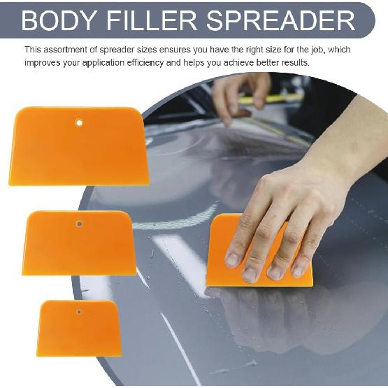 1 Set Body Filler Spreaders, Auto Plastic Putties Spreader Tool Includes Large, Medium and Small, Reusable Auto Film Application Tool for Body