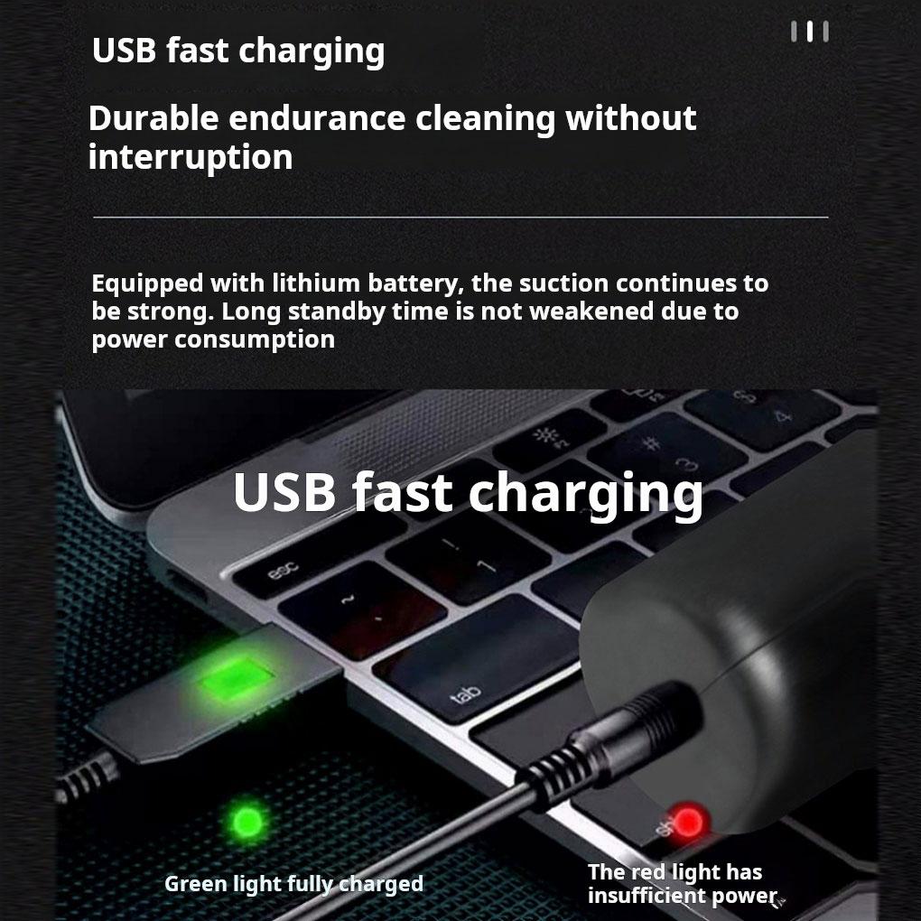 Black Portable Handheld Vacuum Cleaner With Rotatable For Car Cleaning With Strong Suction Power