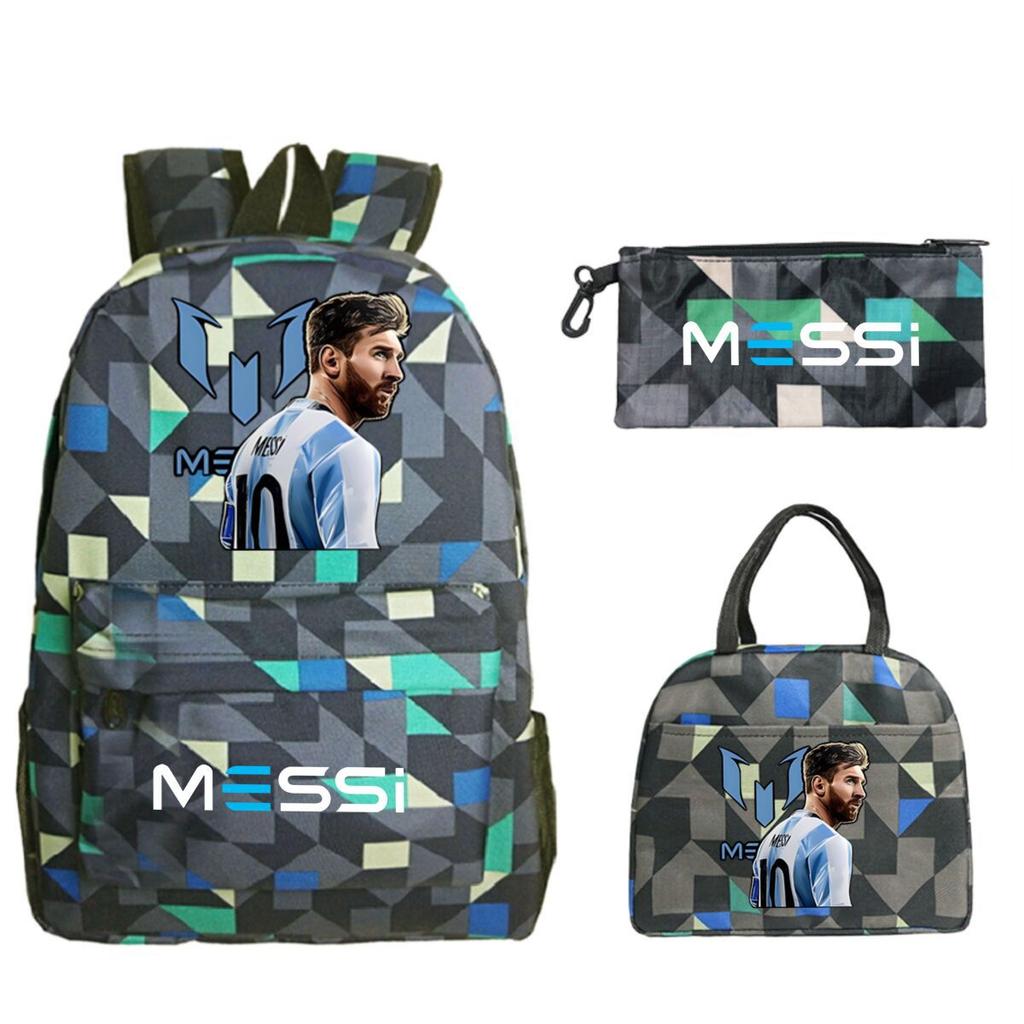 Football Star Peripheral Printed Backpack, Primary And Secondary School Children'S Three-Piece Simple Schoolbag