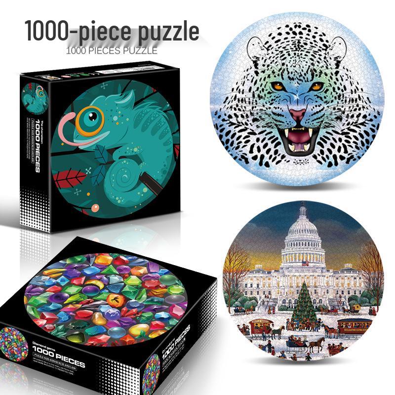 1000-Piece Adult Christmas & Halloween Round Jigsaw Puzzle Decompression Toy
