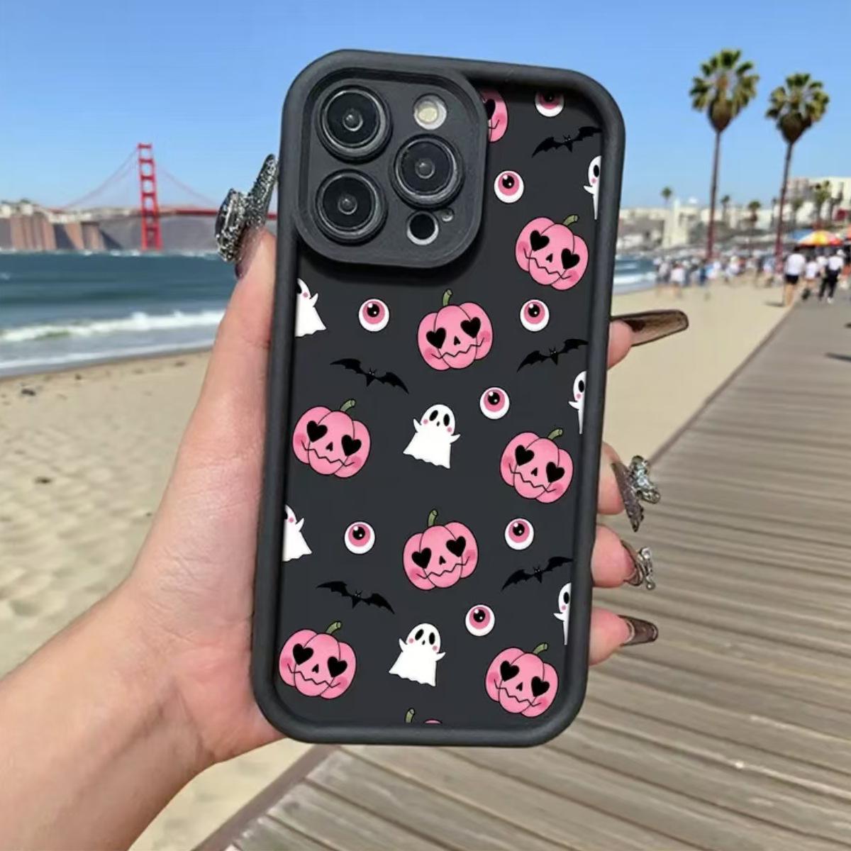 

Pumpkin Ghost Cartoon Phone Case for Apple 17/16/15 Pro, 14 Pro Max, 13/12/11 iPhone 12 ProMax