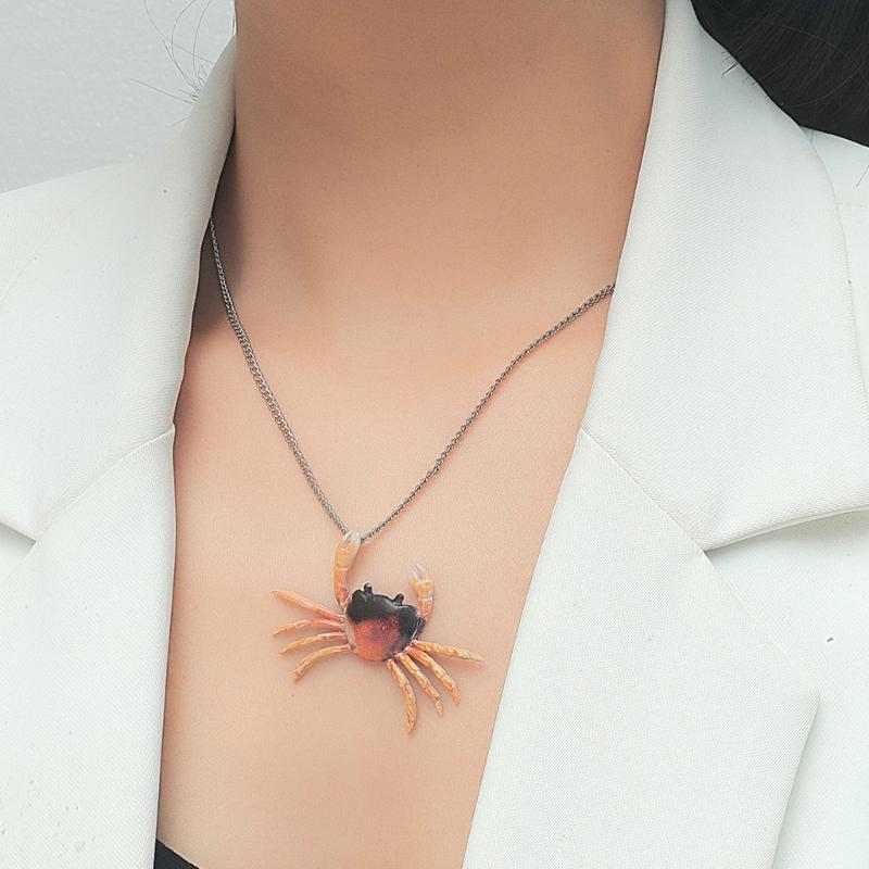 Big Crab Drop Dangle Earrings For Women Creative-Animal Resin Acrylic Earring Necklace Beach Party Gift Fashion Jewelry