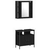 Bathroom Furniture Set 4 pcs Black Oak Effect Particleboard