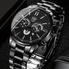 DEYROS Fashion Men's Calendar Steel Strap Watch Men's Casual Fake Three Eyes Quartz Wristwatch, Best Choice for Men's Gifts