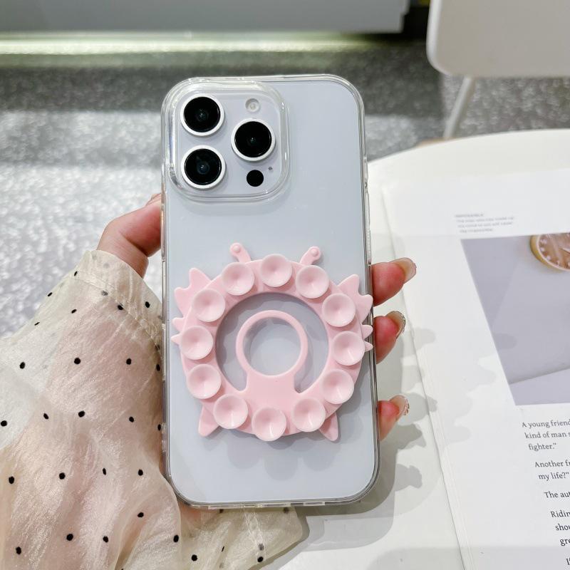 Silicone Suction Phone Stand: Anti-Slip, Magnetic, Finger Ring Holder for Desktops