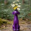 Idée Cadeau Vase Chien Fait Main Pot de Fleurs Chien Fantaisiste en Résine Statue Unique Mignonne d'Animal Chiot Décoration de Bureau