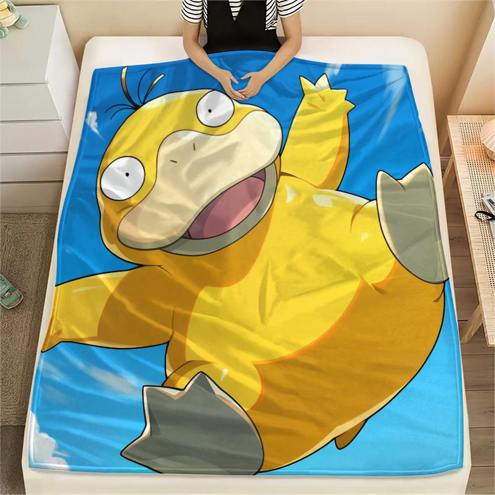 Pokémon Psyduck pattern Flannel Blanket, High quality Comfortable for All Seasons, Home Decor, Warmth and Comfort, Perfect for Gifts.