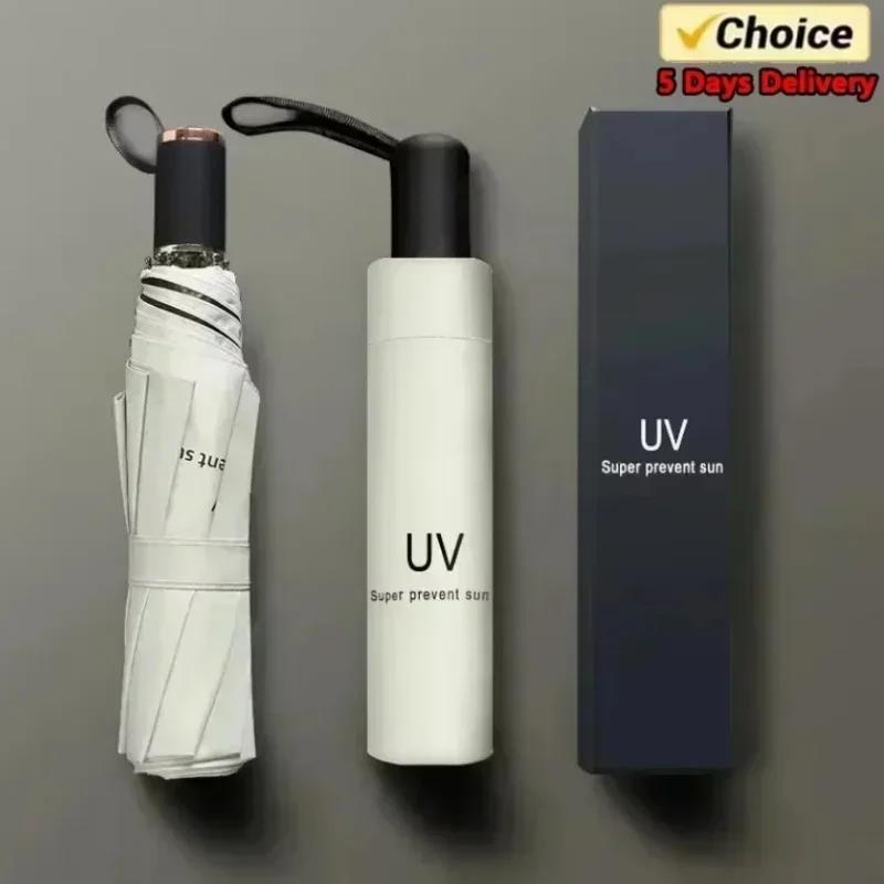 Mini-Klapp-Automatikschirm Anti-UV-Regen-Sonnenschirm Mode Tragbarer Winddichter Leichter Damen Herren Kinder Sonnenschirm