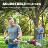 18V 8" Cordless Pole Chainsaw, 1.94m/2.56m Electric Chainsaw with 2 X 4.0Ah Batteries, Charger, Auto Lubrication